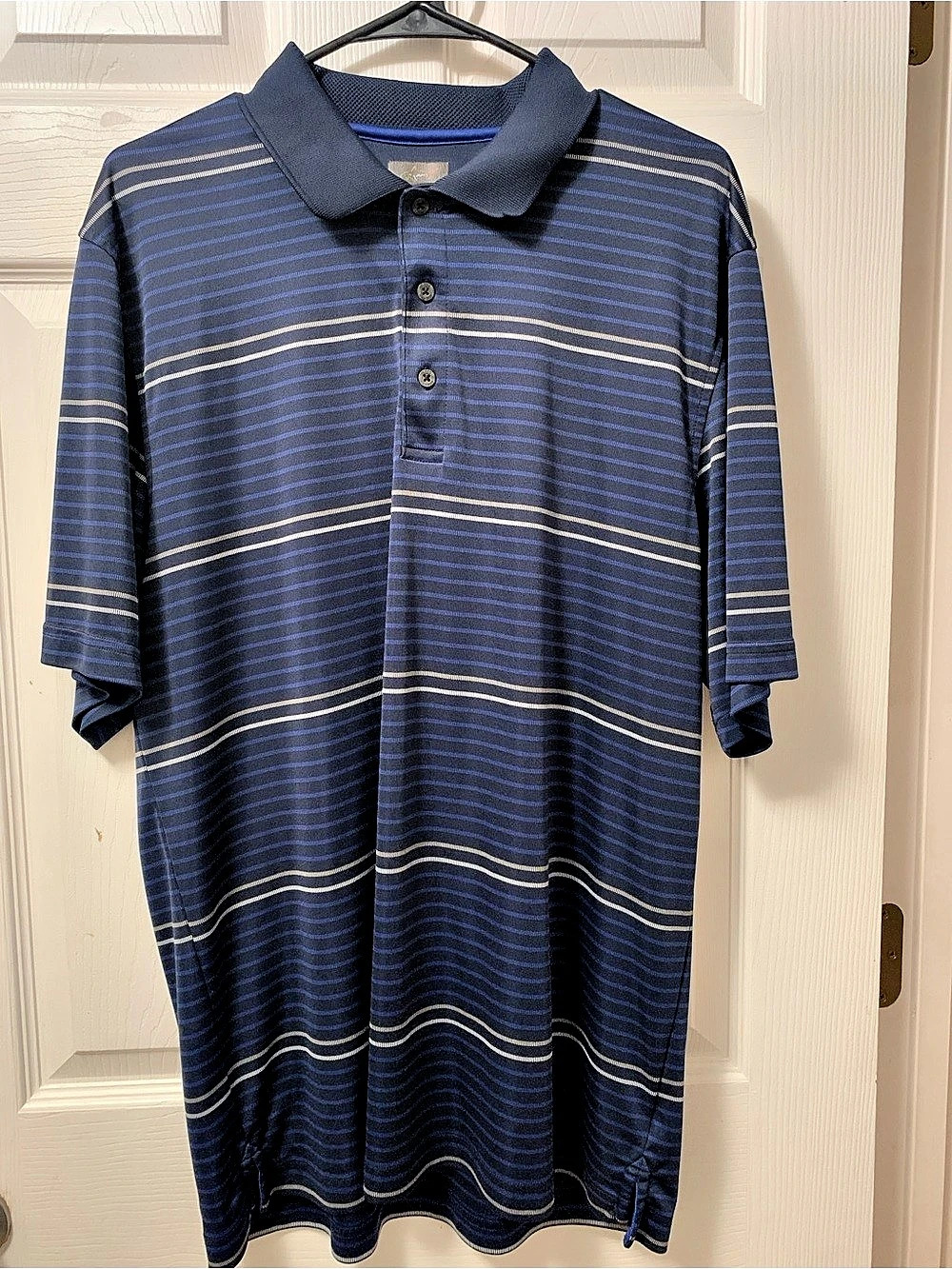 Greg Norman Play Dry polo Striped Polo in Blue & White